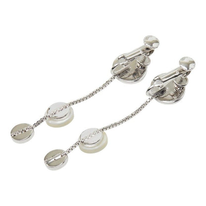 Dior CD Logo Button Motif Earrings Silver Plastic Plated — view 3