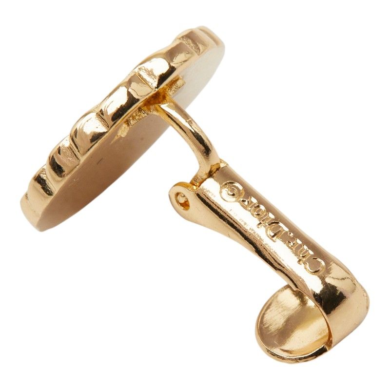Dior Logo Vintage Round Earrings Gold Plated — view 4