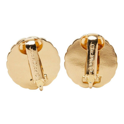 Dior Logo Vintage Round Earrings Gold Plated — view 3