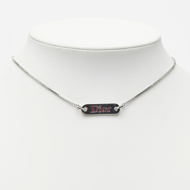 Dior Logo Plate Chain Pendant Neck Cles Silver Metal — view 7