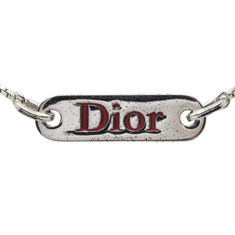 Dior Logo Plate Chain Pendant Neck Cles Silver Metal — view 2