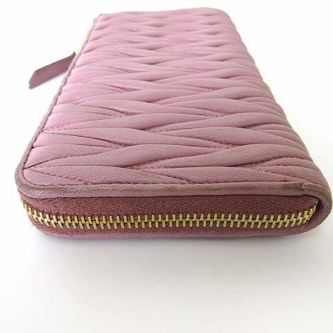 Miu Miu Miu Wallet Matelasse L-shaped Zipper Leather Dusty Pink Dull — view 7