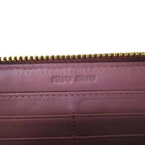Miu Miu Miu Wallet Matelasse L-shaped Zipper Leather Dusty Pink Dull — view 8