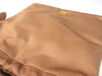 Miu Miu Miu Pouch Drawstring Satin Silk Brown Mini Bag — view 5