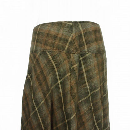 Max Mara Weekend Line Plaid Linen Skirt Long 42 Khaki — view 4