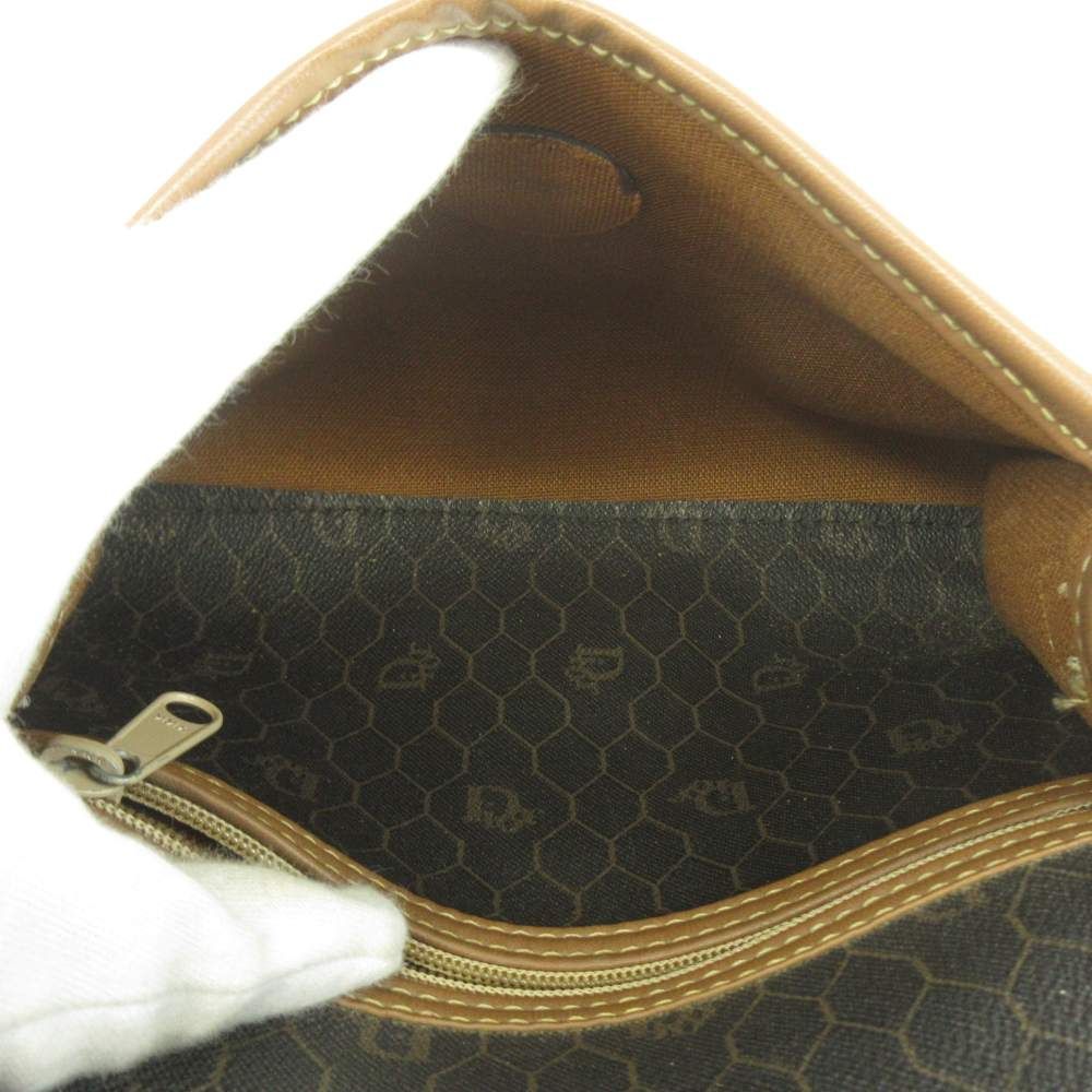 Dior Shoulder Bag Leather Honeycomb Pattern All Over Logo Black Brown — view 3