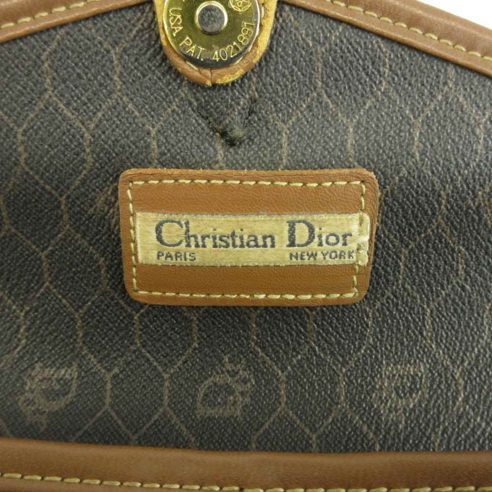 Dior Shoulder Bag Leather Honeycomb Pattern All Over Logo Black Brown — view 4