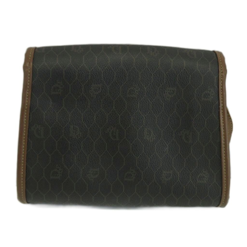 Dior Shoulder Bag Leather Honeycomb Pattern All Over Logo Black Brown — view 2