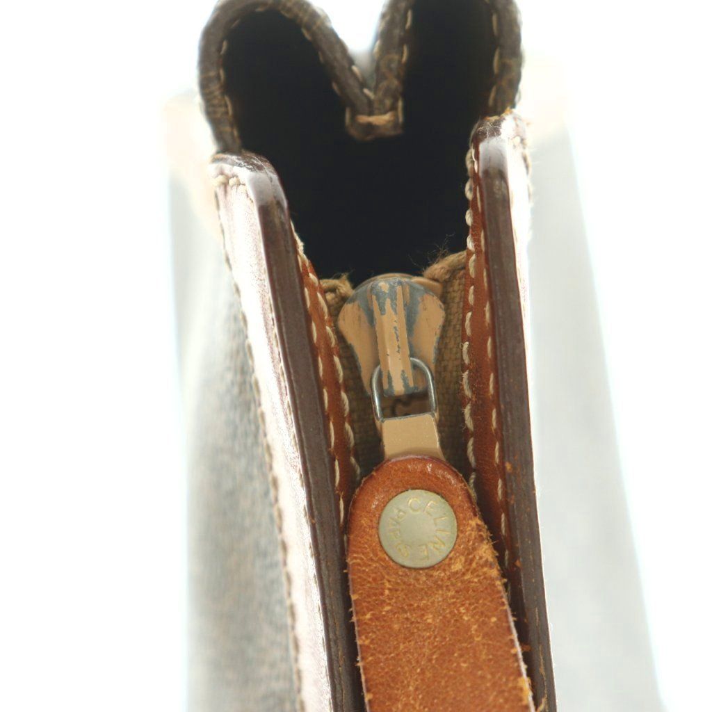 Celine Clutch Leather Macadam Pattern Brown — view 7