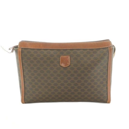 Celine Clutch Leather Macadam Pattern Brown