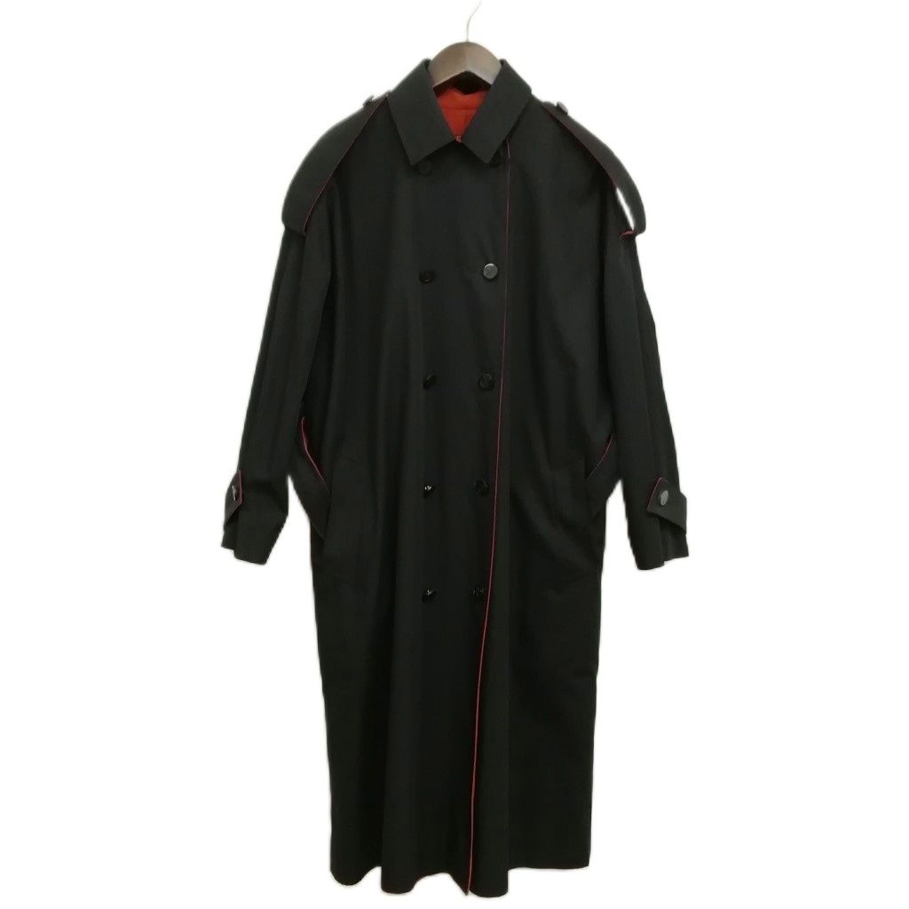 Celine Vintage Caped Trench Coat Overcoat Macadam Leather Button Black Brown — view 3