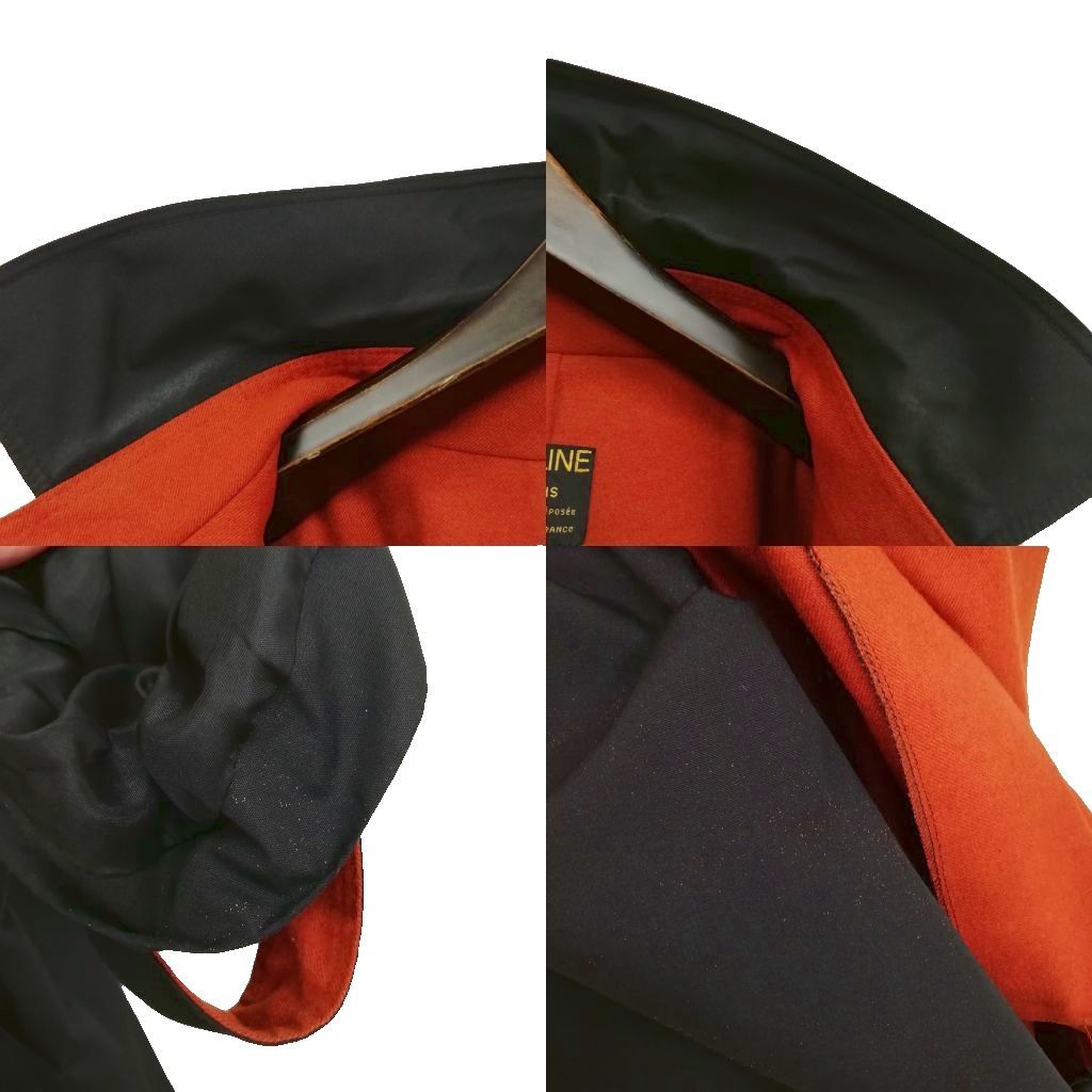 Celine Vintage Caped Trench Coat Overcoat Macadam Leather Button Black Brown — view 7