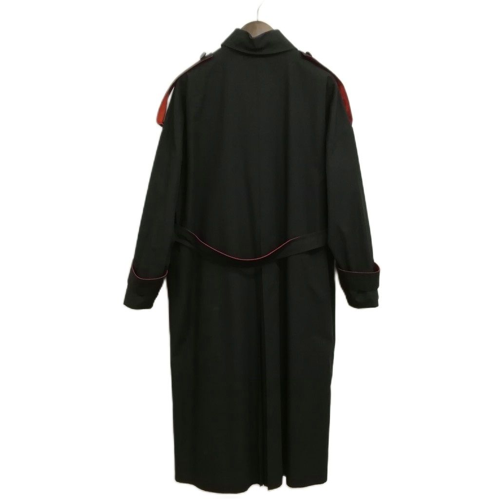 Celine Vintage Caped Trench Coat Overcoat Macadam Leather Button Black Brown