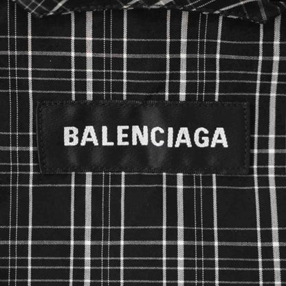 Balenciaga Poplin Check Track Jacket Logo Embroidery Pattern High Neck 44 Black — view 3