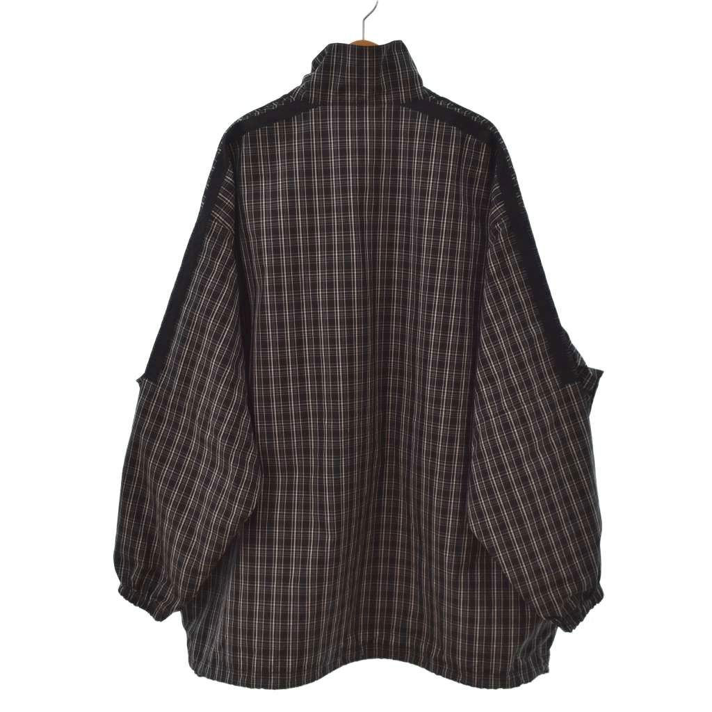 Balenciaga Poplin Check Track Jacket Logo Embroidery Pattern High Neck 44 Black — view 2