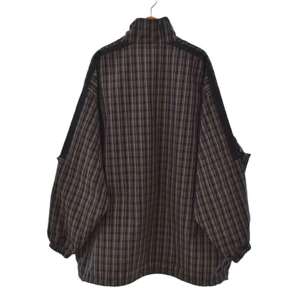Balenciaga Poplin Check Track Jacket Logo Embroidery Pattern High Neck 44 Black — view 2