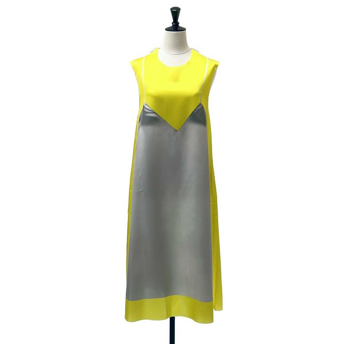 Loewe Camisole Print Satin Dress 34 Gray Yellow