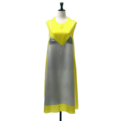 Loewe Camisole Print Satin Dress 34 Gray Yellow