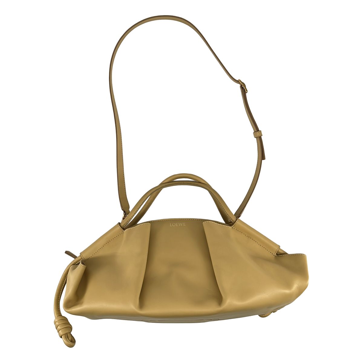 Loewe Leather 2-Way Hand Shoulder Paseo Bag Camel