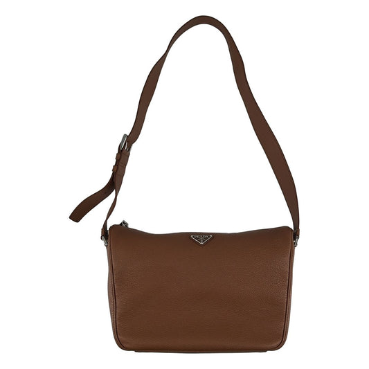 Prada Vitello Daino Leather Shoulder Bag Brown