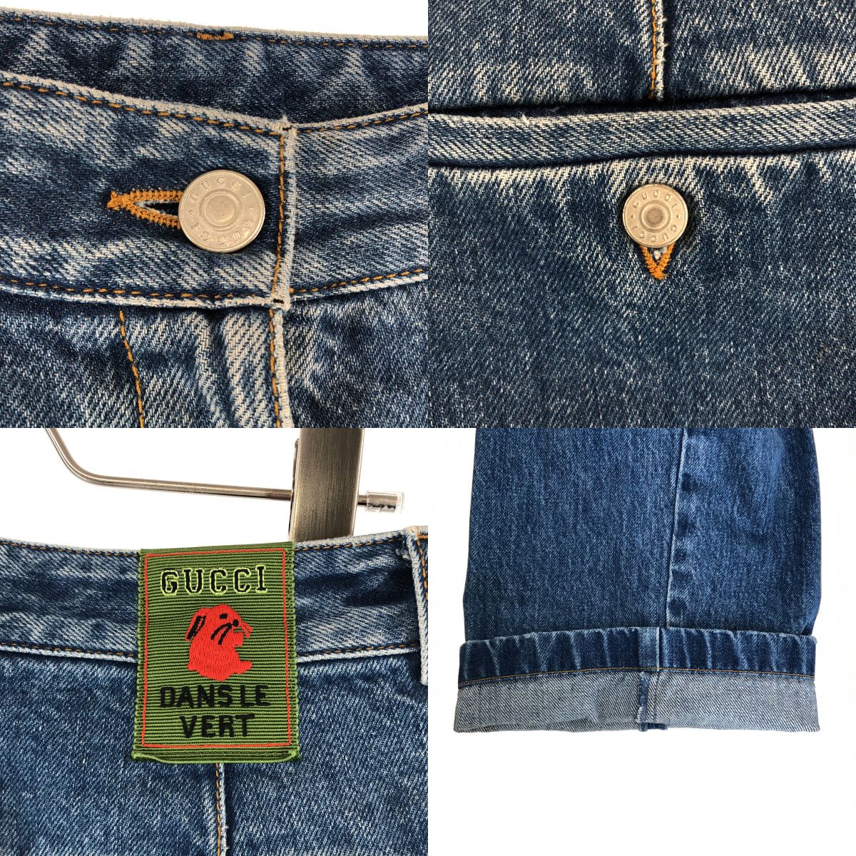 Gucci Distressed Logo Patch 2 Tuck Denim Pants 25 Indigo — view 9