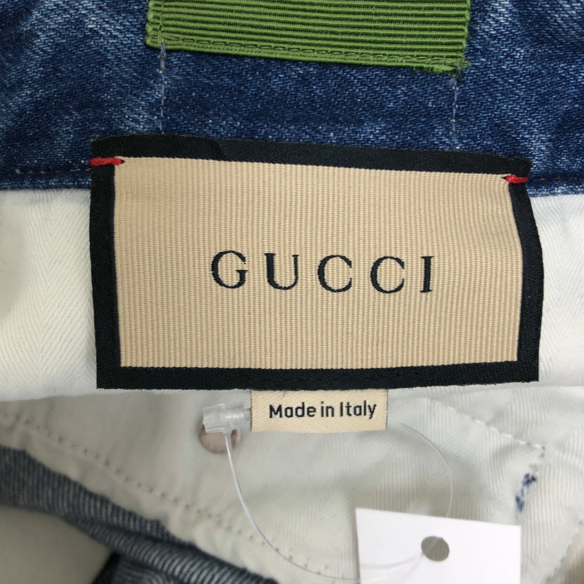 Gucci Distressed Logo Patch 2 Tuck Denim Pants 25 Indigo — view 6