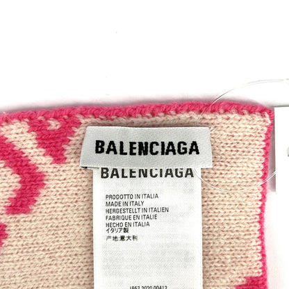 Balenciaga Wool All Logo Scarf Shawl Pink White — view 3