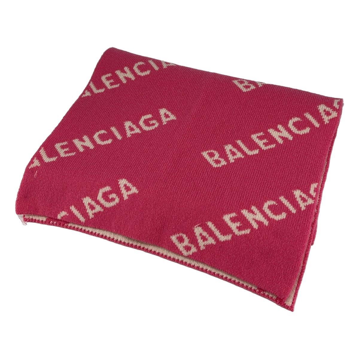 Balenciaga Wool All Logo Scarf Shawl Pink White