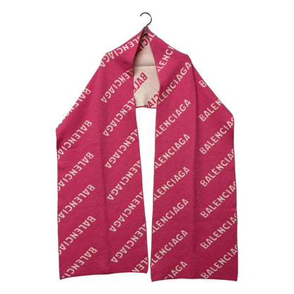 Balenciaga Wool All Logo Scarf Shawl Pink White — view 2