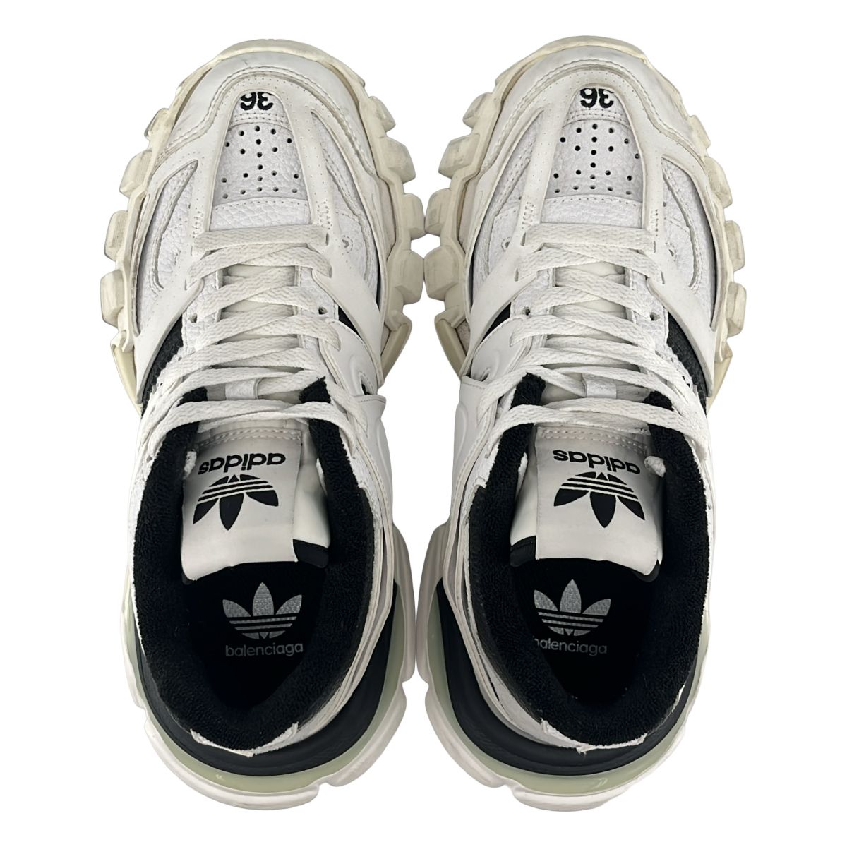 Balenciaga Adidas Tripre S Triple S Mesh Leather Sneakers Black White — view 4