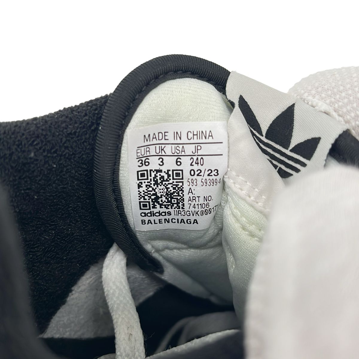 Balenciaga Adidas Tripre S Triple S Mesh Leather Sneakers Black White — view 6
