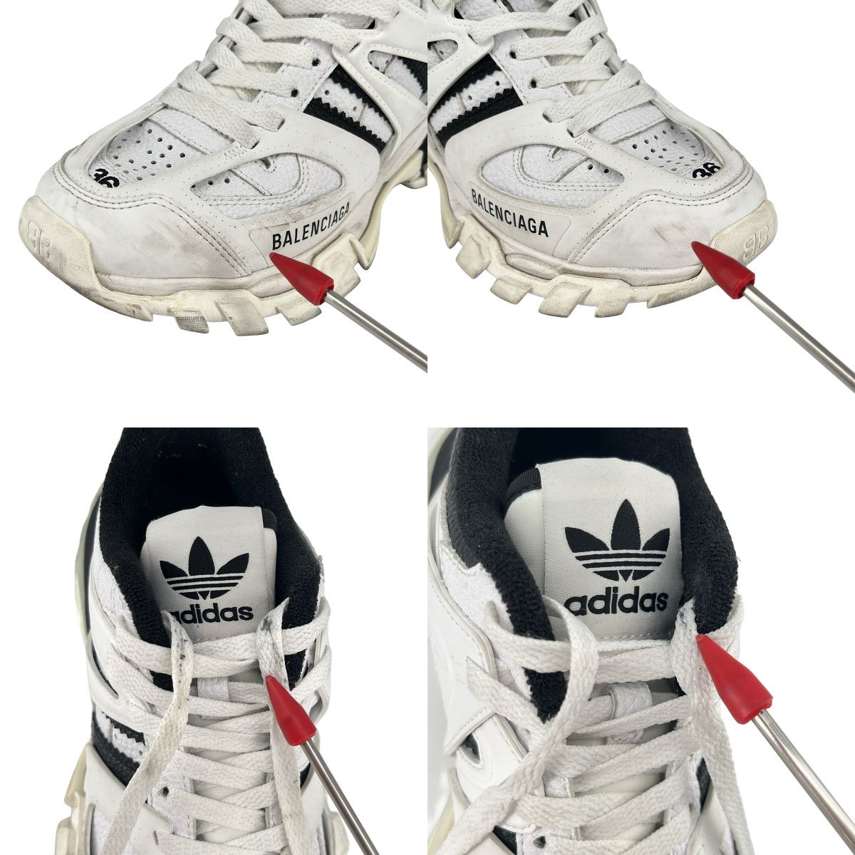 Balenciaga Adidas Tripre S Triple S Mesh Leather Sneakers Black White — view 8