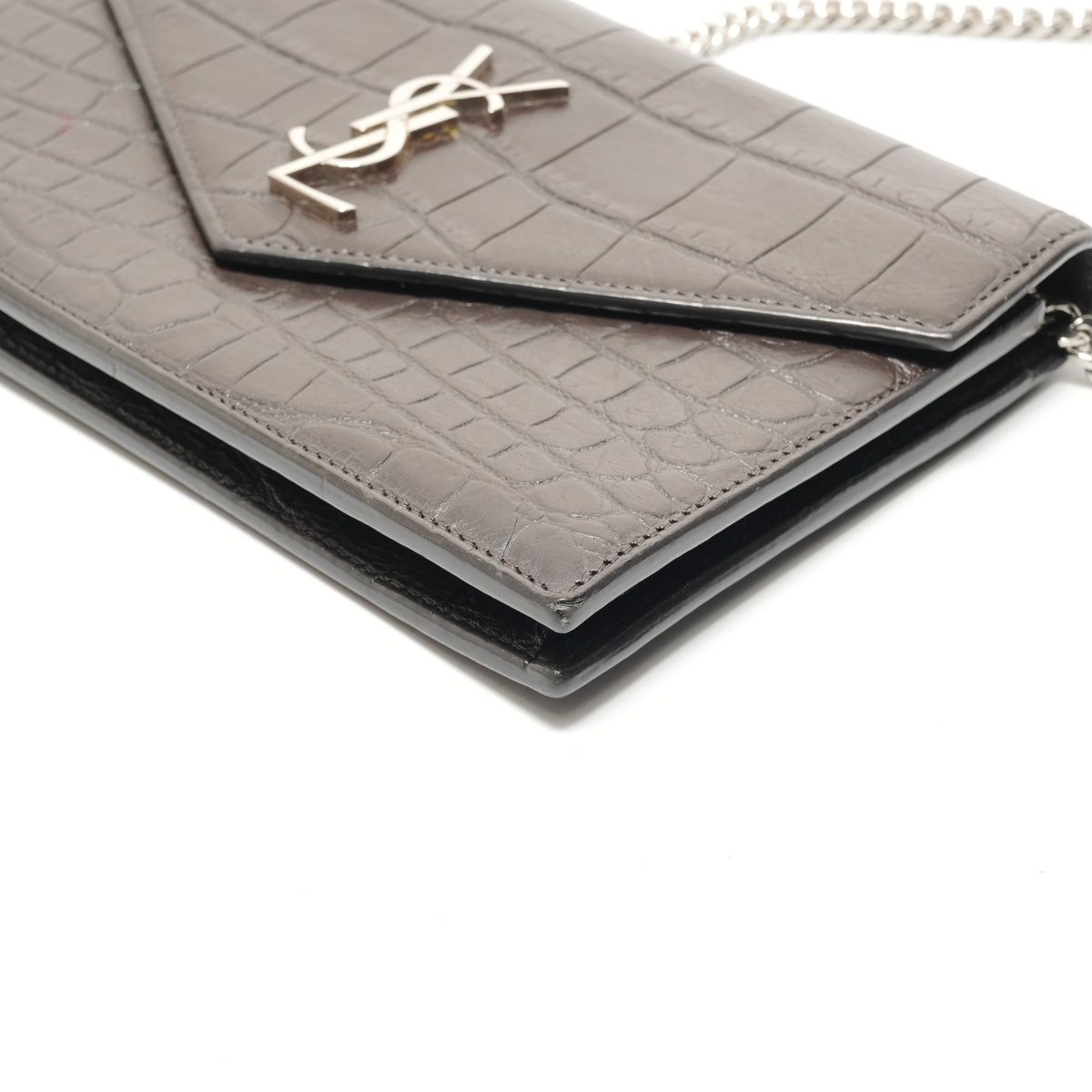 Saint Laurent Yves Shoulder Bag Chain Wallet Croco — view 6