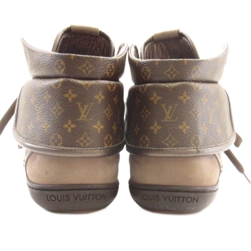 Louis Vuitton Line Monogram Sneakers High Cut Leather Brown — view 3