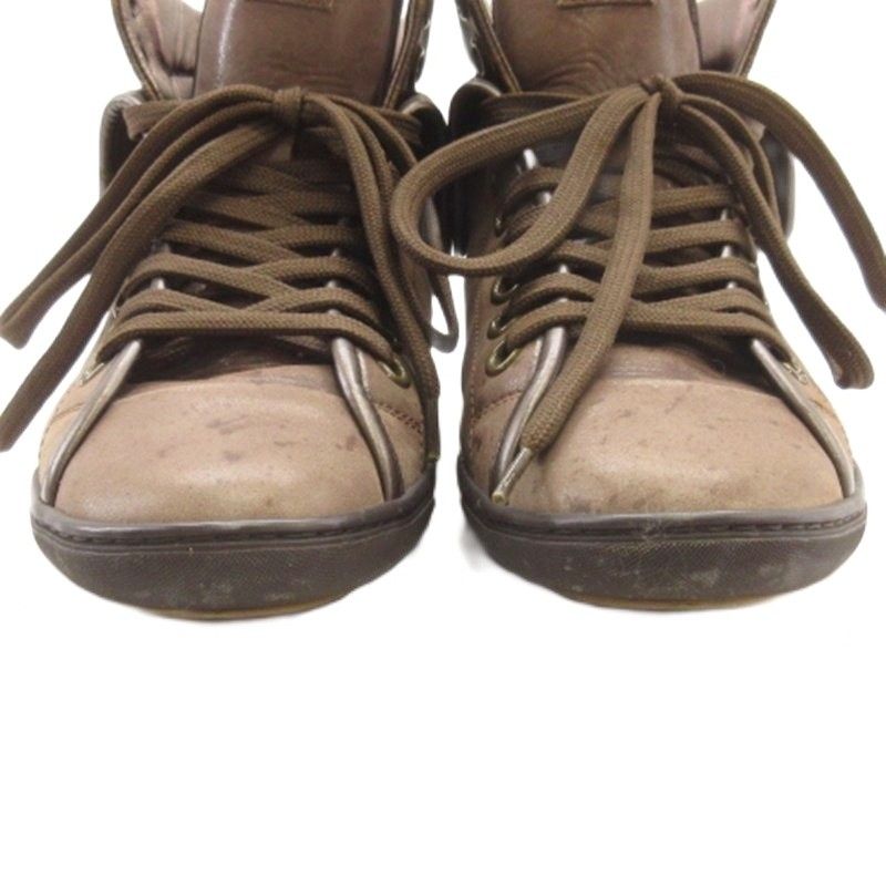 Louis Vuitton Line Monogram Sneakers High Cut Leather Brown — view 4