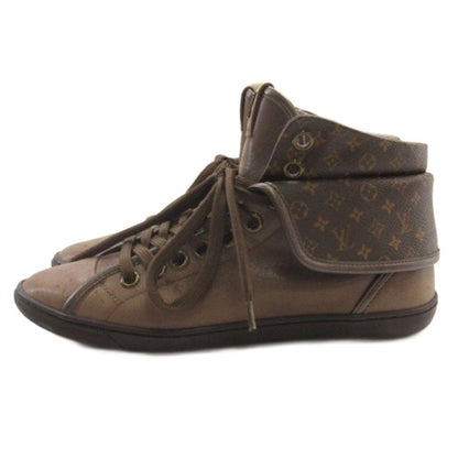 Louis Vuitton Line Monogram Sneakers High Cut Leather Brown
