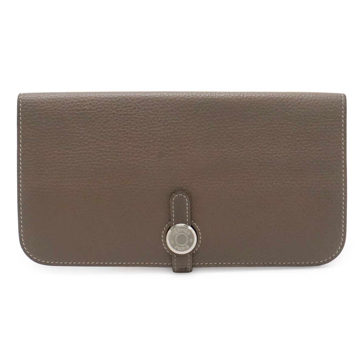 Hermes Dogon Rectoverso Long Bifold Wallet Togo Leather Etoupe Gray Silver
