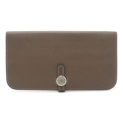 Hermes Dogon Rectoverso Long Bifold Wallet Togo Leather Etoupe Gray Silver