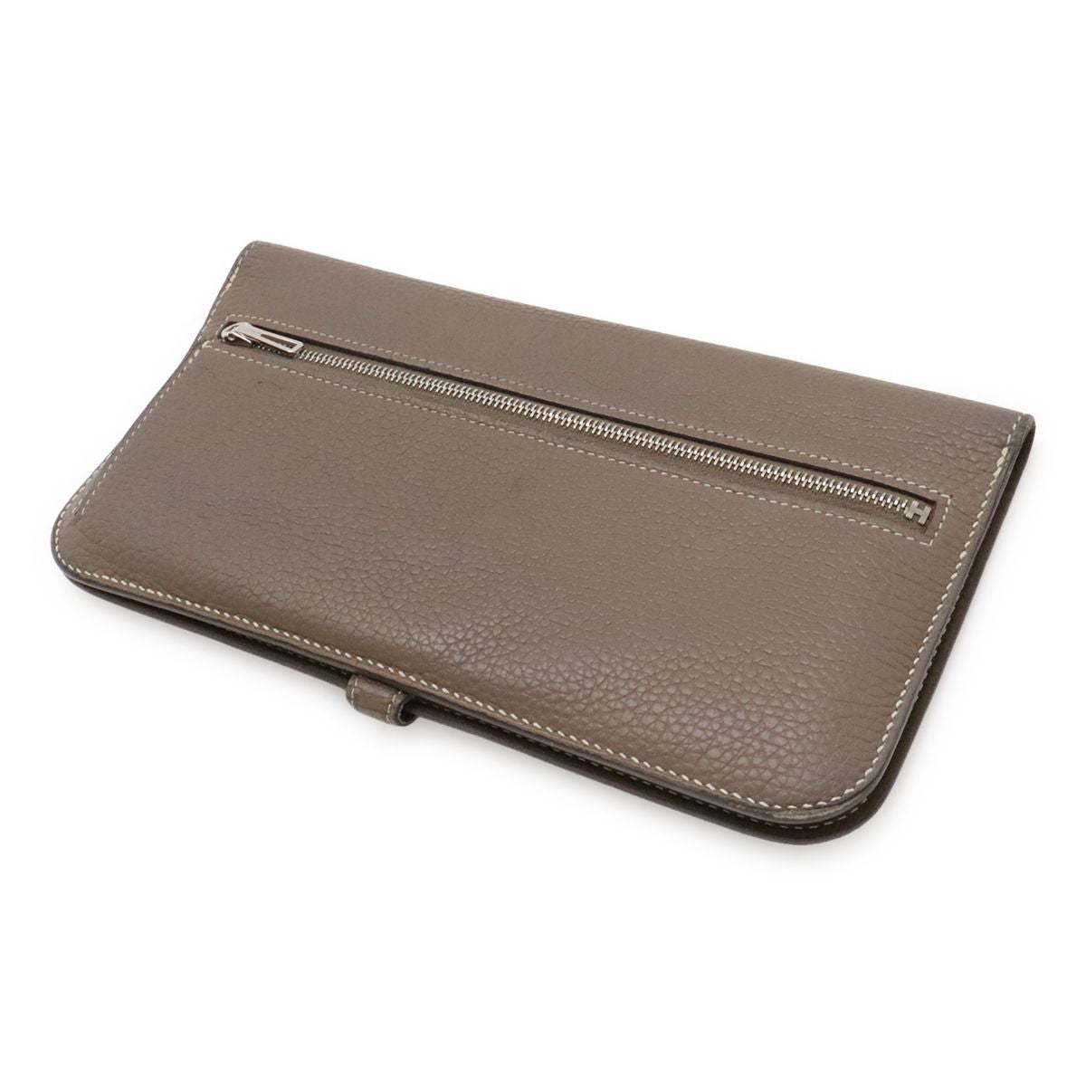 Hermes Dogon Rectoverso Long Bifold Wallet Togo Leather Etoupe Gray Silver — view 2