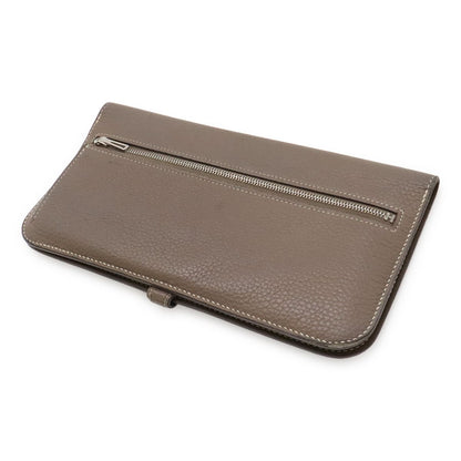 Hermes Dogon Rectoverso Long Bifold Wallet Togo Leather Etoupe Gray Silver — view 2