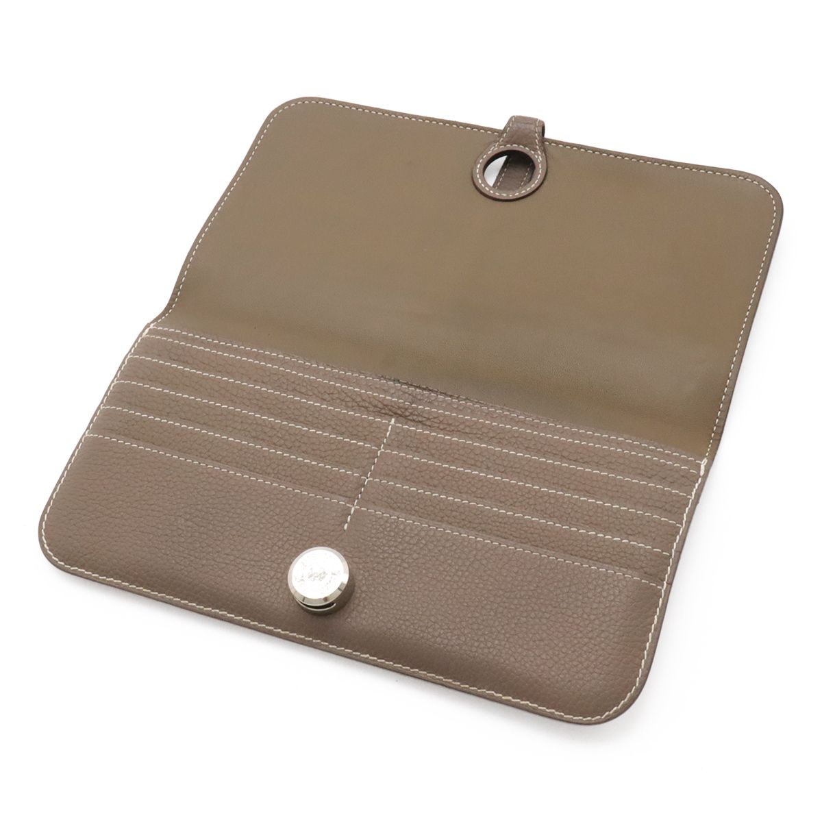 Hermes Dogon Rectoverso Long Bifold Wallet Togo Leather Etoupe Gray Silver — view 6