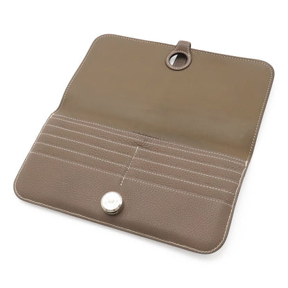 Hermes Dogon Rectoverso Long Bifold Wallet Togo Leather Etoupe Gray Silver — view 6