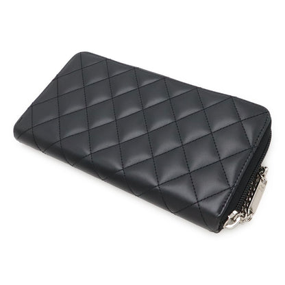 Chanel Cambon Line CC Logo Zip Around Wallet Soft Calf Leather Enamel Black Pink — view 2