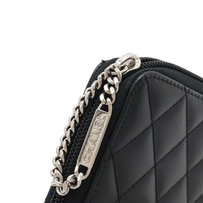 Chanel Cambon Line CC Logo Zip Around Wallet Soft Calf Leather Enamel Black Pink — view 5