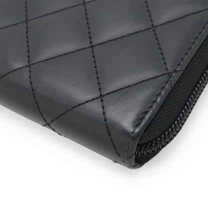 Chanel Cambon Line CC Logo Zip Around Wallet Soft Calf Leather Enamel Black Pink — view 3
