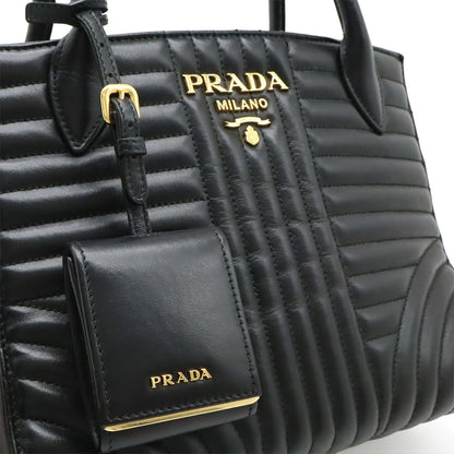 Prada Diagram Handbag Leather Nero Black Gold — view 8