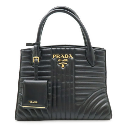 Prada Diagram Handbag Leather Nero Black Gold