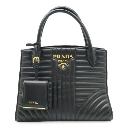 Prada Diagram Handbag Leather Nero Black Gold
