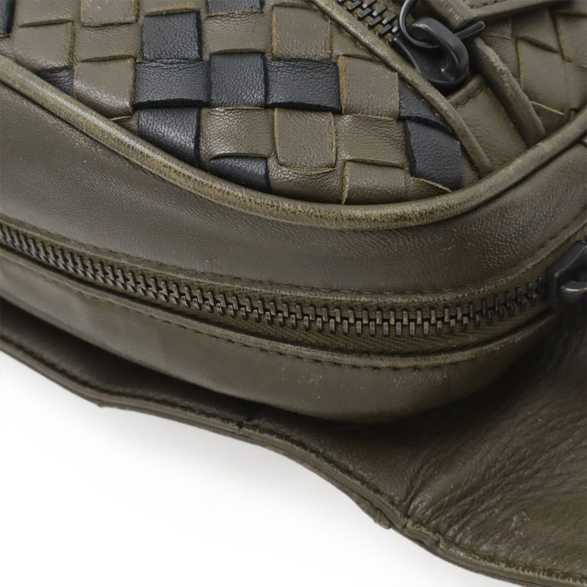 Bottega Veneta Intrecciato Belt Bag Waist Pouch Hip Leather Khaki — view 3