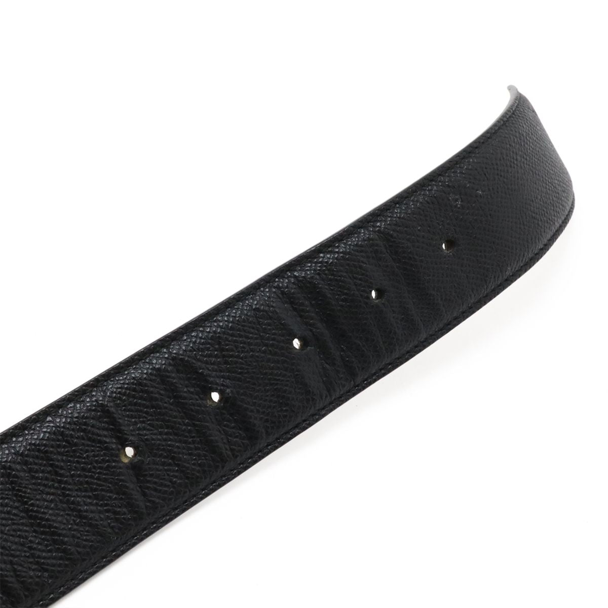 Bvlgari Belt Round Logo Buckle Gray Leather Black Silver 110 Actual 87.5 cm Cut — view 6